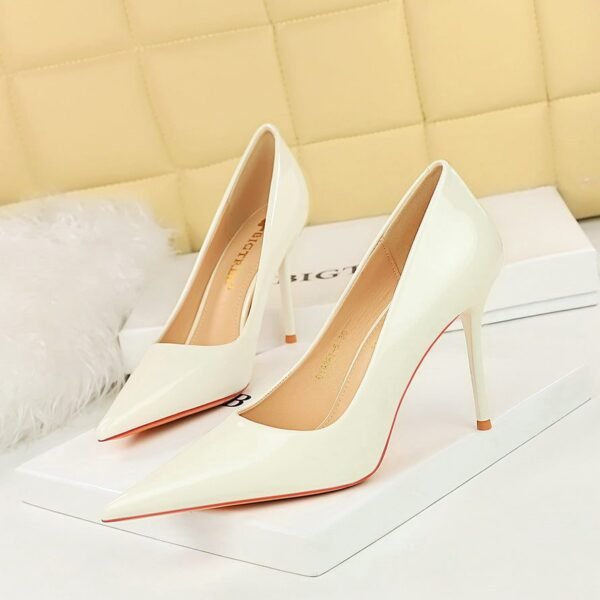 BIG TREE SHOES 9283-5 European and American Style Fashion Simple and Thin High Heels Patent Leather Low-Cut Pointed-Toe Shoes Women's Shoes High Heel Single-Layer Shoes Women