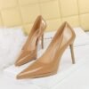 BIGTREE SHOES 3255-1 High Heels Stiletto Super High Heels Waterproof Platform Patent Leather Shallow Pointed Toe Single Shoes for Women