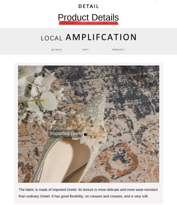 229-7 French Pointed Flat Low Heel High-Grade Wedding Shoes Bridesmaid Shoes Wedding Dress Two-Way Wear