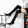 7853707663778a7c8c6df45e9edf595b-1 BIG TREE SHOES 9822-2 European and American Style Simple Winter Boots Wine Glass Heel High Heel Pointed Toe Suede Slimming over-the-Knee Boots