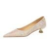 BIGTREE SHOES 230-19 Korean Fashion Sweet Women's Shoes All-Matching Low Heel Shallow Mouth Pointed Floral Cloth Cover Spring and Autumn New Women's Shoes