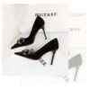 7239-1 European And American Fashion Slim Thin-heeled Super High-heeled Women's Shoes Shallow Pointed Big Metal Buckle Shoes