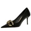 7239-A1 European and American fashion banquet women's shoes fine heel high heel shallow pointed metal buckle single shoes high heels