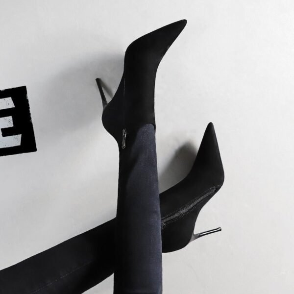 BIG TREE SHOES 173-9 European and American Fashion Minimalist Stiletto Heel Suede Pointed Toe Thinner Short Boots Winter Ankle Boots