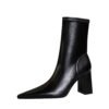 BIG TREE SHOES 6838-2 European and American Style Fashionable Simple  Thinner Chunky Heel High Heel Pointed Toe Winter Skinny Boots Women's Ankle Boots