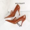 big tree shoes 958-1 Retro European American Style Women's Shoes Stiletto Heel Pointed Toe High-Cut Shoes High Heels Pedicure Slimming Deep Mouth Pumps