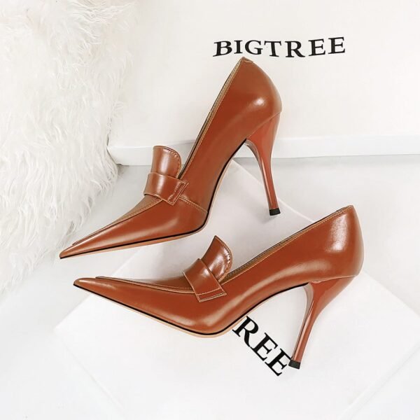 big tree shoes 958-1 Retro European American Style Women's Shoes Stiletto Heel Pointed Toe High-Cut Shoes High Heels Pedicure Slimming Deep Mouth Pumps
