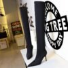 315-A9Over knee boots pointed high heel boots satin elastic boots-Bigtree shoes