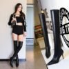 BIG TREE SHOES 315-a16 European and American Fashion Thinner Simple Boots Stiletto Heel Pointed Toe Leg Trimming over the Knee Length