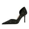 BIGTREE SHOES 8237-2 Korean Style Fashion Banquet Women's Shoes High Heels Stiletto Heel Shallow Mouth Pointed Toe Satin Side Hollow Rhinestone Pumps Women