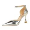 BIGTREE SHOES 8386-5 Retro European American Style Wine Cup Heel Ultra-High Heel Shallow Mouth Pointed-Toe Hollowed Hollow Strap Sandals Women's Shoes
