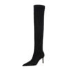 85473c6762e12a6455628ea2ad976075 BIG TREE SHOES 315-a6 European and American Style Winter Fashion Simple Stiletto Heel Pointed Toe Slender Slimming Pedicure Suede over-the-Knee Boots