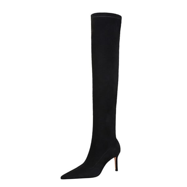 85473c6762e12a6455628ea2ad976075 BIG TREE SHOES 315-a6 European and American Style Winter Fashion Simple Stiletto Heel Pointed Toe Slender Slimming Pedicure Suede over-the-Knee Boots