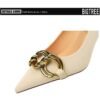 7239-A1 European and American fashion banquet women's shoes fine heel high heel shallow pointed metal buckle single shoes high heels