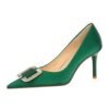 BIGTREE SHOES 3265-ak6 European and American Style Fashion Banquet Women's Shoes Stiletto Heel Shallow Mouth Pointed Toe Rhinestone Buckle Pumps High Heels Women