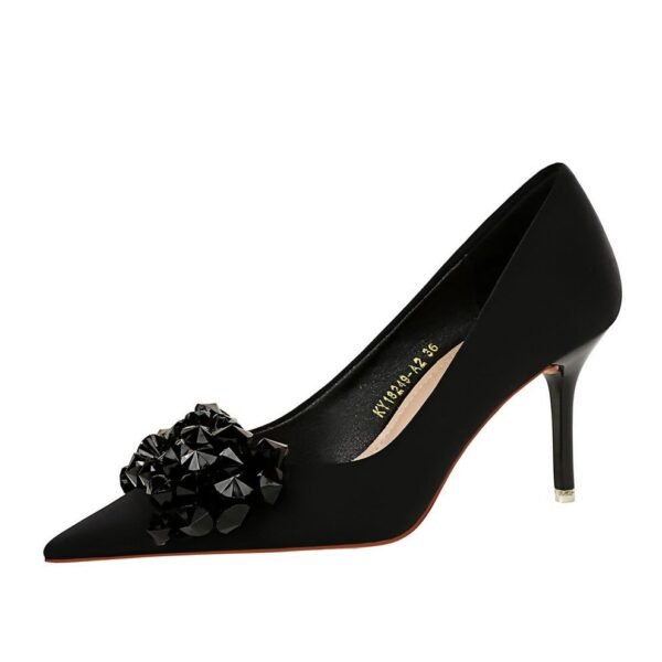 Bigtree Shoes 18249-ah27 European and American Style Banquet High Heels Light Luxury Women's Shoes Satin Shallow Mouth Pointed-Toe Bowknot High Heel Pumps