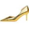 2928-1 European and American style fine-heeled high-heeled shallow pointed side hollow retro metal stone pattern shoes