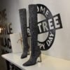 BIG TREE SHOES 3128-1 European and American Fashion Minimalist Metal Heel Chunky Heel High Heel Pointed Toe Thinner Wool over-the-Knee Boots