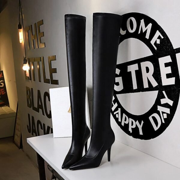 BIG TREE SHOES 9822-3 European and American Style Fashion  Thinner High Heel Pointed Toe Pedicure Skinny Leg over-the-Knee Boots Female Boots