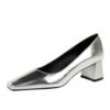BIGTREE SHOES 5288-9 Retro European American Style Women's Shoes Mid Heel Chunky Heel Square Toe Shallow Mouth Pedicure Versatile Banquet Spring and Autumn Single-Layer Shoes