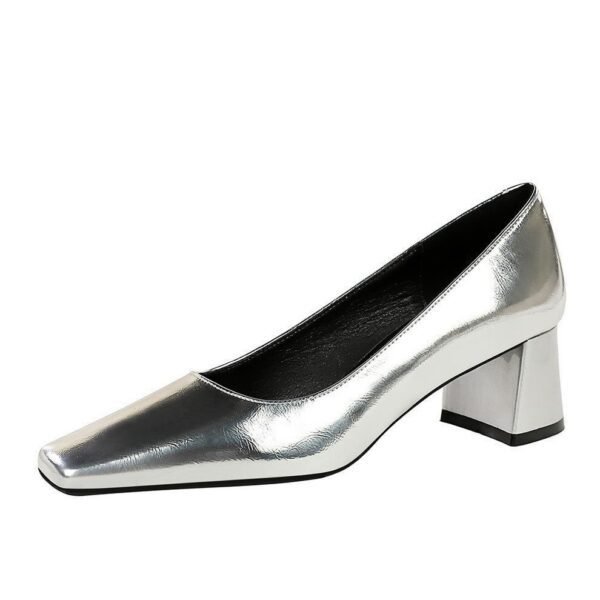 BIGTREE SHOES 5288-9 Retro European American Style Women's Shoes Mid Heel Chunky Heel Square Toe Shallow Mouth Pedicure Versatile Banquet Spring and Autumn Single-Layer Shoes