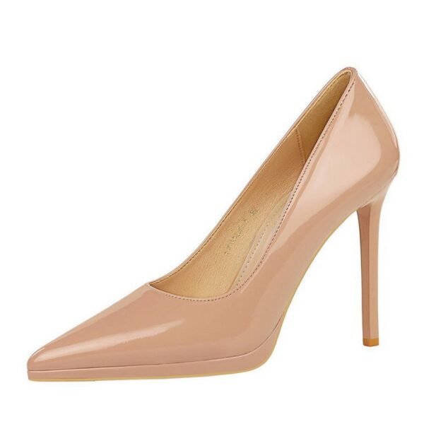 BIGTREE SHOES 3255-1 High Heels Stiletto Super High Heels Waterproof Platform Patent Leather Shallow Pointed Toe Single Shoes for Women
