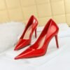 big tree shoes 9511-21 European and American Banquet Simple High Heels Stiletto Heel Shallow Mouth Pointed Crystal Patent Leather Pumps Women's Shoes