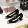BIGTREE SHOES 5288-7 Temperament Mary Jane Shoes Chunky Very Mid-Very Low-Cut Color Matching Stitching Square Toe Metal Chain Ankle-Strap Shoes