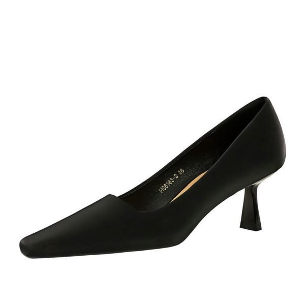BIG TREE SHOES 6183-2 European and American Style Simple Stiletto Heel Satin Low-Cut Square Toe Women's Shoes Business OL All-Matching High Heels Pumps