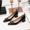 BIGTREE SHOES 1235-K56 European and American Style Business Ol Women's Shoes Shallow Mouth Square Toe Metal Buckle Chunky Heel Mid Heel Commuter Shoes Women