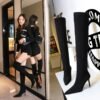 8fe519429a4107cffd2432bdea5f372a BIG TREE SHOES 315-a6 European and American Style Winter Fashion Simple Stiletto Heel Pointed Toe Slender Slimming Pedicure Suede over-the-Knee Boots