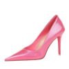 big tree shoes 9511-21 European and American Banquet Simple High Heels Stiletto Heel Shallow Mouth Pointed Crystal Patent Leather Pumps Women's Shoes