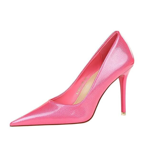 big tree shoes 9511-21 European and American Banquet Simple High Heels Stiletto Heel Shallow Mouth Pointed Crystal Patent Leather Pumps Women's Shoes