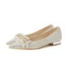 229-7 French Pointed Flat Low Heel High-Grade Wedding Shoes Bridesmaid Shoes Wedding Dress Two-Way Wear