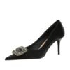 Bigtree Shoes 7239-Ak83 European and American Style Fashionable Banquet Women's Shoes Stiletto High Heel Shallow Mouth Pointed Rhinestone Metal Buckle Single-Layer Shoes for Women