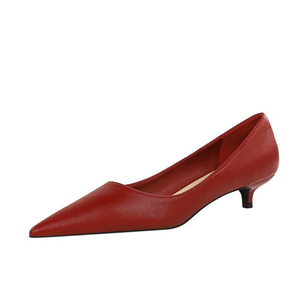 1722-1 Korean Style Spring and Autumn Ol Commuter Shoes Mid Heel Skim-Fit Stylish Low Heel Pointed Toe Shallow Mouth All-Matching Comfortable Women's Shoes