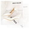 1363-A2 Korean fashion slim banquet fine heel high heel shallow pointed side hollow patent leather women's shoes single shoes high