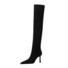 BIGTREE SHOES 365-6 European and American Style Winter Fashion Simple Boots Super High Heel Suede Pointed Toe Pedicure Skim-Fit over-the-Knee Boots