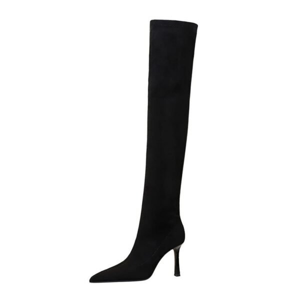 BIGTREE SHOES 365-6 European and American Style Winter Fashion Simple Boots Super High Heel Suede Pointed Toe Pedicure Skim-Fit over-the-Knee Boots