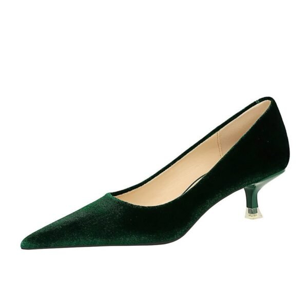 Bigtree Shoes 237-6 European and American Fashion Minimalist Banquet Women's Shoes Stiletto Mid-Heel Shallow Mouth Pointed Thick Suede Suede Pumps