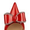 BIGTREE SHOES 638-Ah35 European and American Style Fashion Banquet Women's Shoes High Heel Low-Cut Pointed Patent Leather Side Empty Rhinestone Bow Pumps