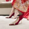 C888-12 Red Wedding Shoes Bridal Shoes Women's 2022 Spring New High Heels Xiuhe Main Wedding Dress Not Tired Feet Single