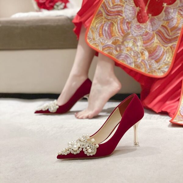 C888-12 Red Wedding Shoes Bridal Shoes Women's 2022 Spring New High Heels Xiuhe Main Wedding Dress Not Tired Feet Single