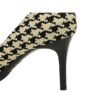 8829-A1 Korean version of high-heeled shallow-mouth pointed side hollow cloth plaid pearl metal chain houndstooth shoes