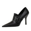 a8e049529978005eee1484487ec04292 BIGTREE SHOES 958-2 European and American High Heels Women's Shoes Wine Glass Heel Super High Heel Pointed Belt Buckle Decoration Deep Mouth Pumps High-Cut Shoes