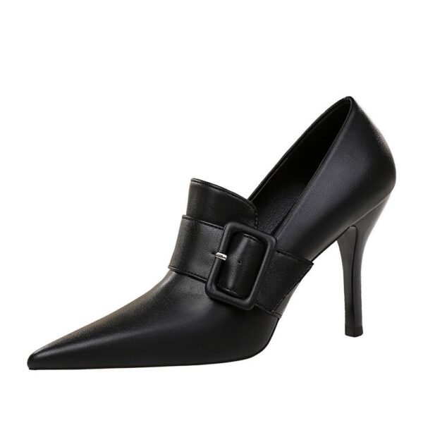 a8e049529978005eee1484487ec04292 BIGTREE SHOES 958-2 European and American High Heels Women's Shoes Wine Glass Heel Super High Heel Pointed Belt Buckle Decoration Deep Mouth Pumps High-Cut Shoes
