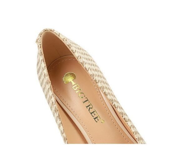 9283-1 European and American style houndstooth high-heeled high-heeled shallow-pointed pearl chain plaid women's shoes