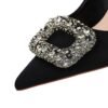 Bigtree Shoes 18249-K83 European and American Banquet High Heels Women's Shoes Satin Shallow Mouth Pointed-Toe Super High Heel Rhinestone Metal Buckle Pumps