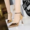 BIGTREE SHOES 8386-6 European and American Banquet High Heels Women's Shoes Wine Glass Heel High Heel Low-Cut Pointed-Toe Hollowed Hollow-out Strap Sandals