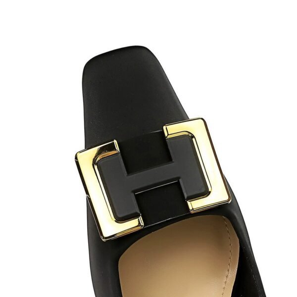 BIGTREE SHOES 6183-k23 European and American Fashion Business Ol High Heels Women's Shoes Wine Glass Heel Low-Cut Square Toe Metal Buckle Decoration Pumps